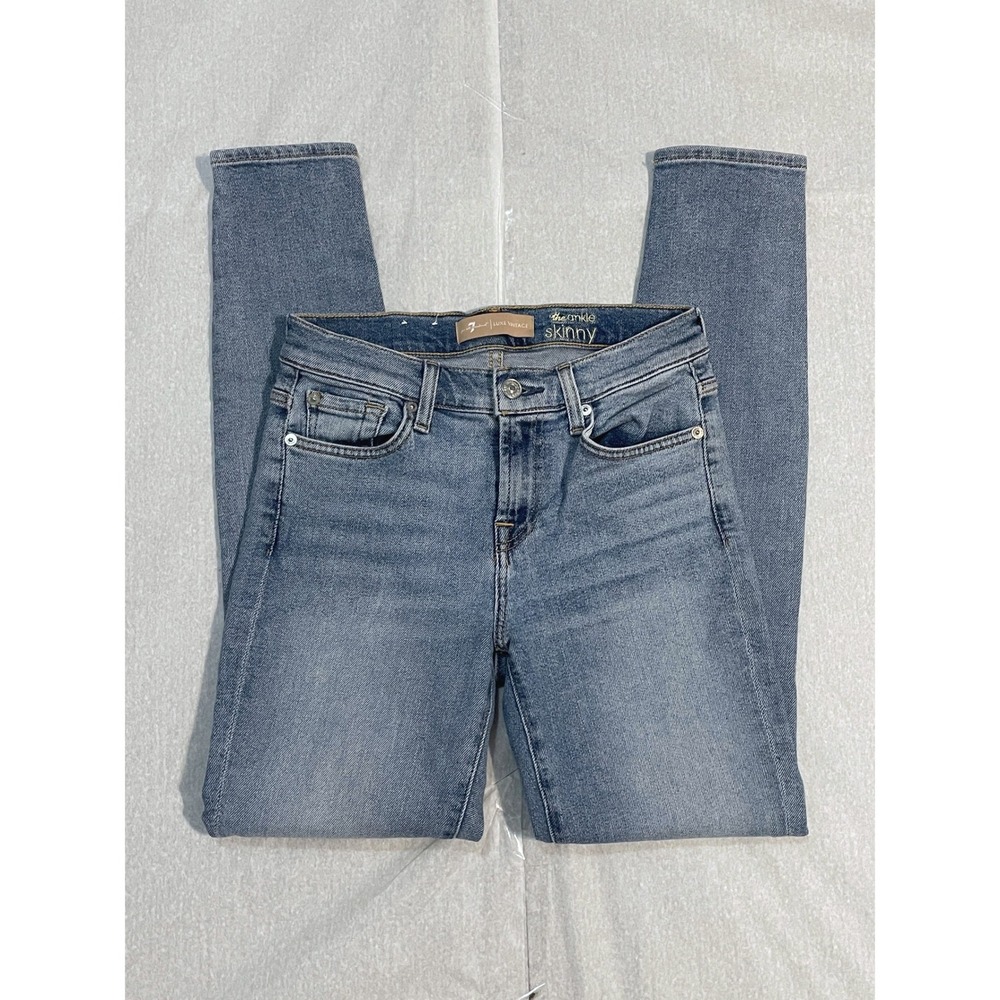 7 For All Mankind The Ankle Skinny Womens Blue Denim Jeans 26
